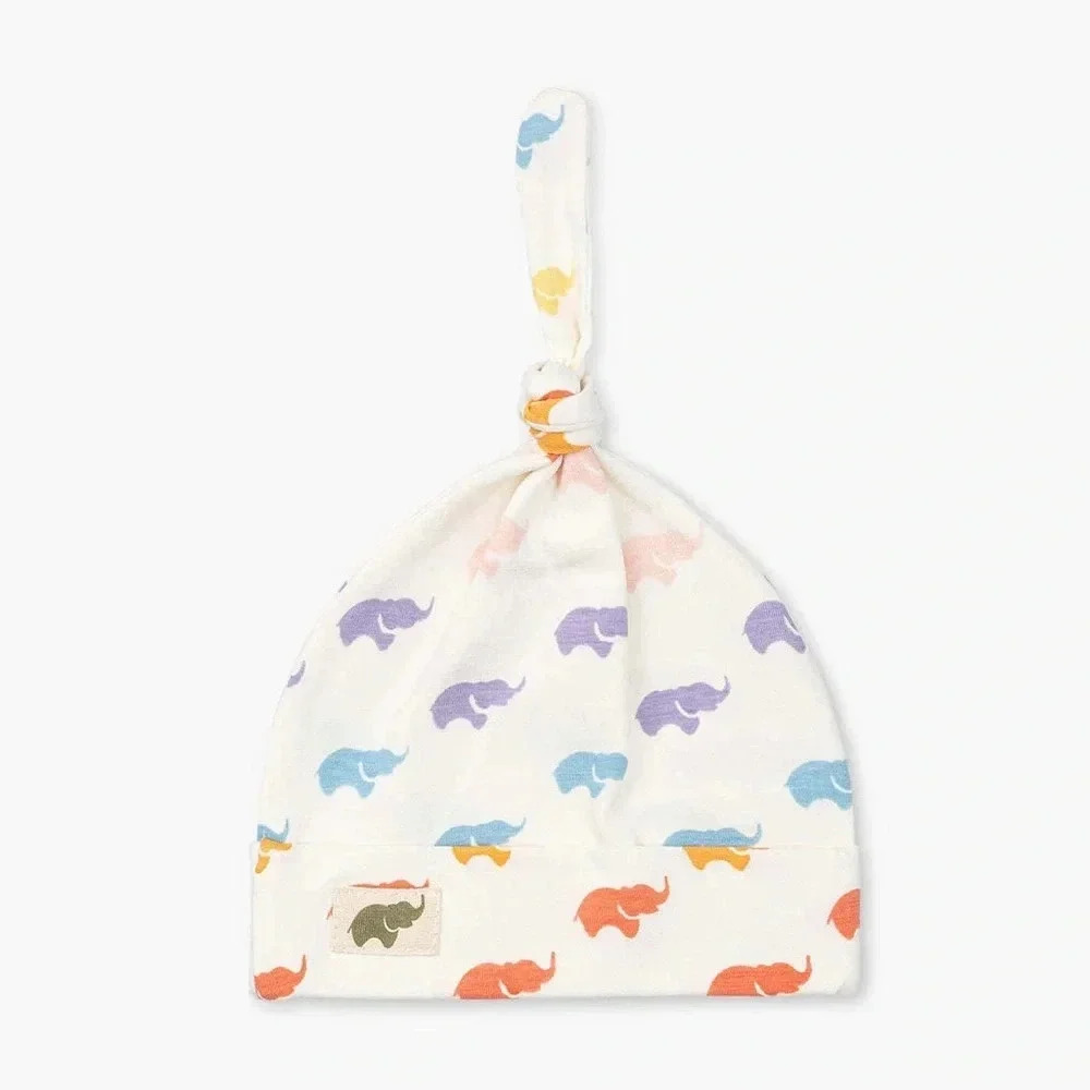 Monica + Andy Top Knot Cap - Elephants - NWT